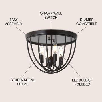 Peter 13.75" Metal LED Flush Mount - JONATHAN Y